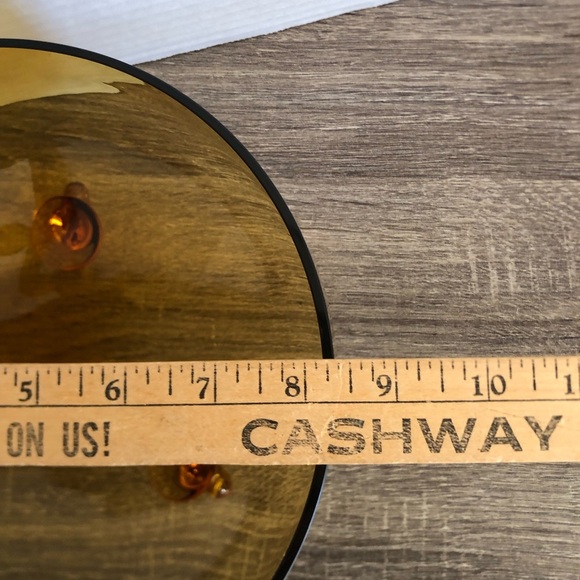 Handblown Amber Art Glass Bowl with Feet - Picture 10 of 11